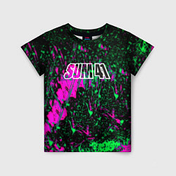 Футболка детская Sum 41 неоновые краски, цвет: 3D-принт