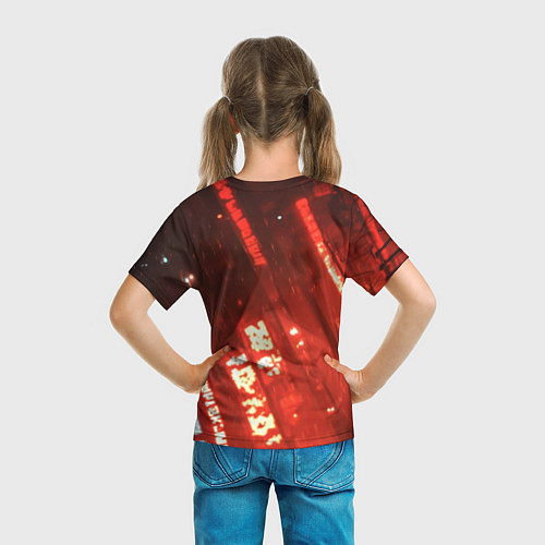 Детская футболка Черный Бэтмен на фоне красного города / 3D-принт – фото 6