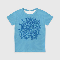 Футболка детская Штурвал и три розы, цвет: 3D-принт