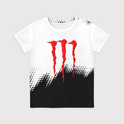 Футболка детская Monster energy чёрно белые краски, цвет: 3D-принт
