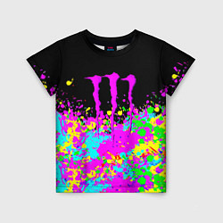 Футболка детская Monster energy краски неоновые, цвет: 3D-принт