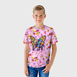 Футболка детская Слон с крыльями бабочки, цвет: 3D-принт — фото 2