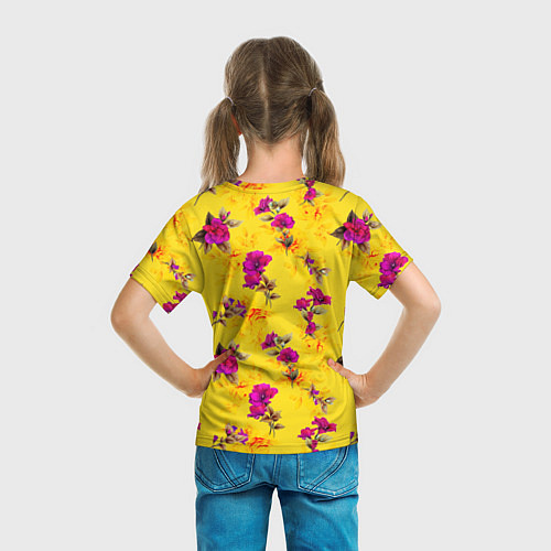 Детская футболка Слон с крыльями бабочки на цветочном фоне / 3D-принт – фото 6