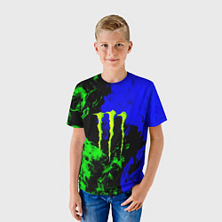 Футболка детская Monster energy кислотный огонь, цвет: 3D-принт — фото 2