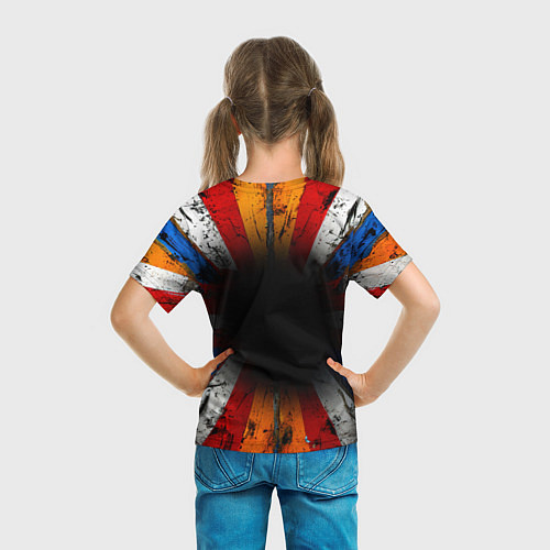 Детская футболка Футбольный мяч в ярких линиях / 3D-принт – фото 6