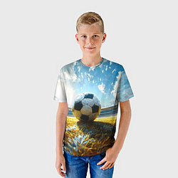 Футболка детская Футбольный мяч на стадионе, цвет: 3D-принт — фото 2