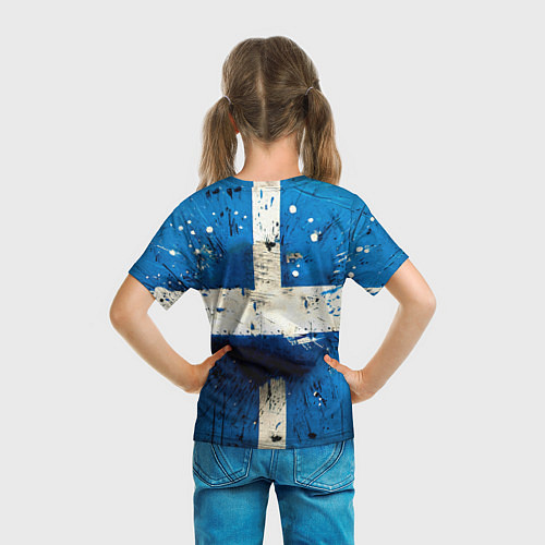 Детская футболка Футбольный мяч на синем / 3D-принт – фото 6