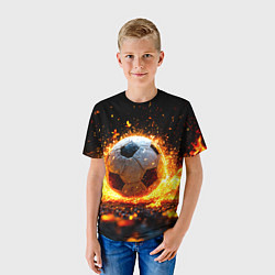 Футболка детская Футбольный мяч в огне, цвет: 3D-принт — фото 2