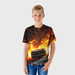 Футболка детская Шайба в огне, цвет: 3D-принт — фото 2