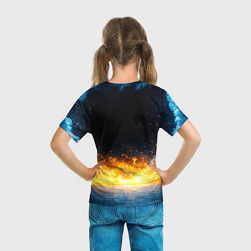 Детская футболка Айкидоист в огне и синий дым / 3D-принт – фото 6