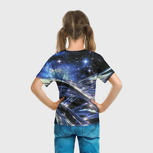 Детская футболка Закрученные линии и звезды - космическая абстракци / 3D-принт – фото 6
