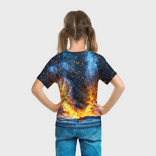Детская футболка Синяя боксерская груша в огне / 3D-принт – фото 6