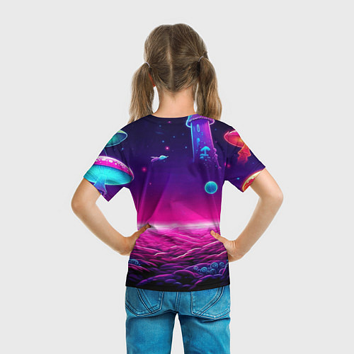 Детская футболка Морти и Рик на планете неоновых сказочных грибов / 3D-принт – фото 6