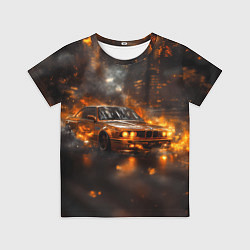 Футболка детская БМВ в огне, цвет: 3D-принт