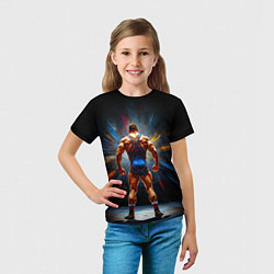 Футболка детская Греко-римский борец на черном, цвет: 3D-принт — фото 2