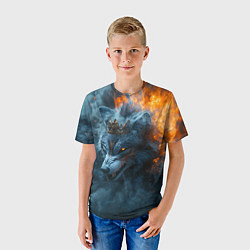 Футболка детская Волк в короне в огне, цвет: 3D-принт — фото 2