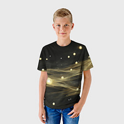Футболка детская Золотистый свет на черной текстуре, цвет: 3D-принт — фото 2