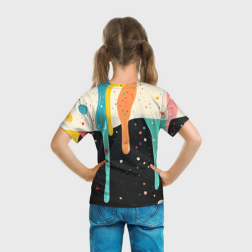 Детская футболка Разноцветные капли текстура / 3D-принт – фото 6