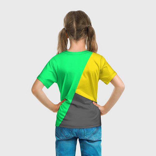 Детская футболка Жёлто-серо-зелёный трёхцветный / 3D-принт – фото 6