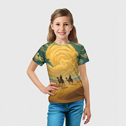 Футболка детская В пустыне на верблюдах, цвет: 3D-принт — фото 2