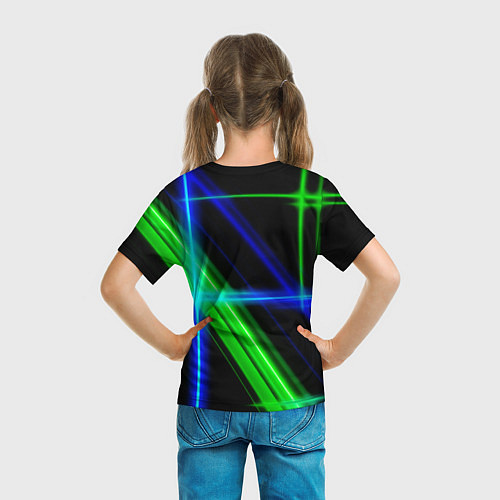 Детская футболка Color blue black green / 3D-принт – фото 6