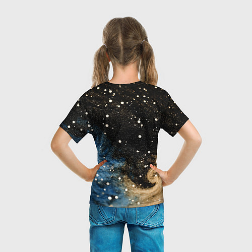 Детская футболка Черно-синий фон текстура / 3D-принт – фото 6