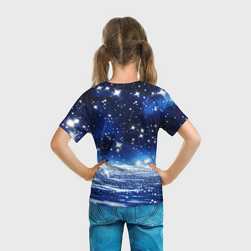 Детская футболка Космический синий абстрактный фон - текстура / 3D-принт – фото 6