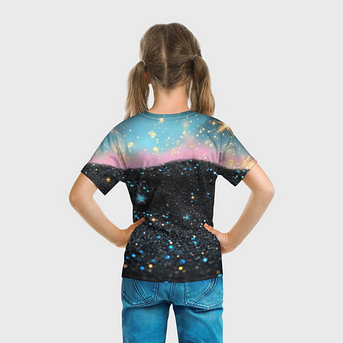 Детская футболка Блестящая текстура на черном / 3D-принт – фото 6