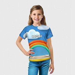 Футболка детская Inzoi объемная радуга и облака, цвет: 3D-принт — фото 2