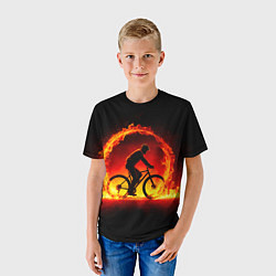 Футболка детская Трековый велосипедист в огне, цвет: 3D-принт — фото 2