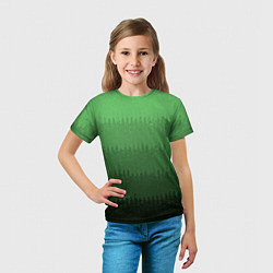 Футболка детская Зеленый градиент текстурные полосы, цвет: 3D-принт — фото 2