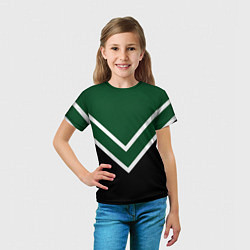 Футболка детская Зелёный с чёрным и белые полосы, цвет: 3D-принт — фото 2