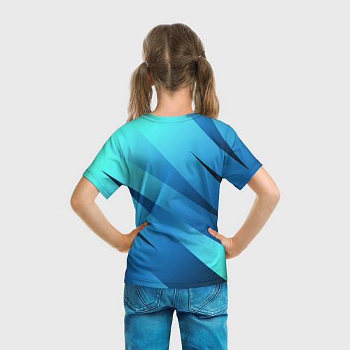 Детская футболка Сине-голубой абстрактные полосы / 3D-принт – фото 6