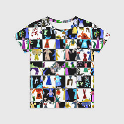 Футболка детская Монстрики на шахматном фоне, цвет: 3D-принт