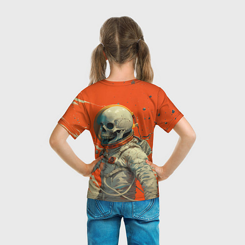 Детская футболка Скелет космонавт и краска на фоне / 3D-принт – фото 6