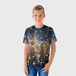 Футболка детская Золотые блестки на черно-синем фоне, цвет: 3D-принт — фото 2