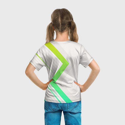 Детская футболка Color white line green / 3D-принт – фото 6