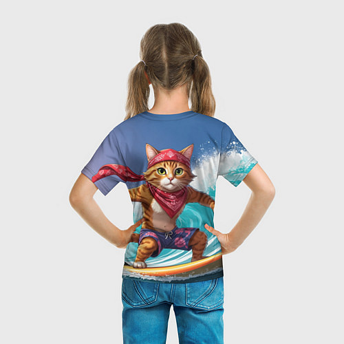 Детская футболка Кот на волне / 3D-принт – фото 6