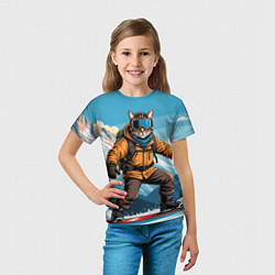 Футболка детская Кот сноубордист, цвет: 3D-принт — фото 2