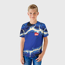 Футболка детская Russia blue abstract, цвет: 3D-принт — фото 2