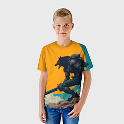 Футболка детская Киберчеловек-волк, цвет: 3D-принт — фото 2