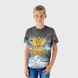 Футболка детская Герб России и молнии, цвет: 3D-принт — фото 2