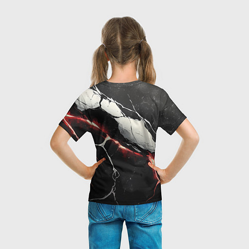 Детская футболка Герб России на объемной черной текстуре / 3D-принт – фото 6