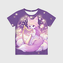 Футболка детская Фея лисичка играет на арфе, цвет: 3D-принт