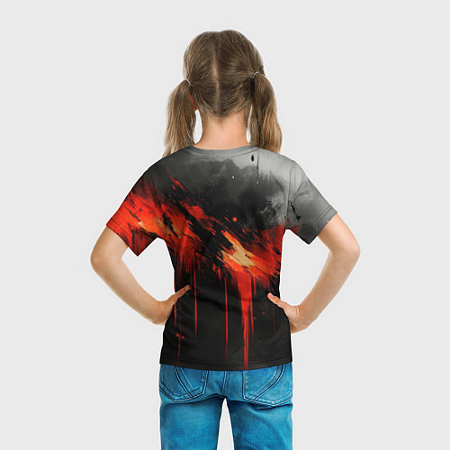Детская футболка Герб России - красная краска на черном / 3D-принт – фото 6