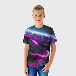 Футболка детская Фентази город неон, цвет: 3D-принт — фото 2