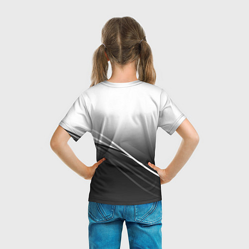 Детская футболка Geely градиент из белого в тёмный с полосами / 3D-принт – фото 6