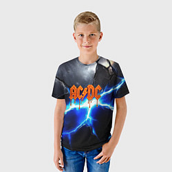 Футболка детская ACDC логотип из лавы на молнии, цвет: 3D-принт — фото 2