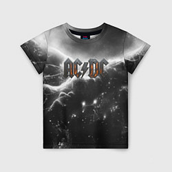 Футболка детская ACDC металлический лого черно-белая текстура, цвет: 3D-принт