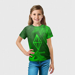 Футболка детская The Sims - green gradient, цвет: 3D-принт — фото 2